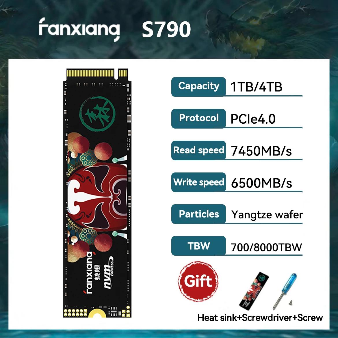 Fanxiang S790 1TB 2TB NVMe M.2 PCIe 4.0 ӿ SSD-ִ 7400 MB/s,  濭,  ָ Ʈ ̺